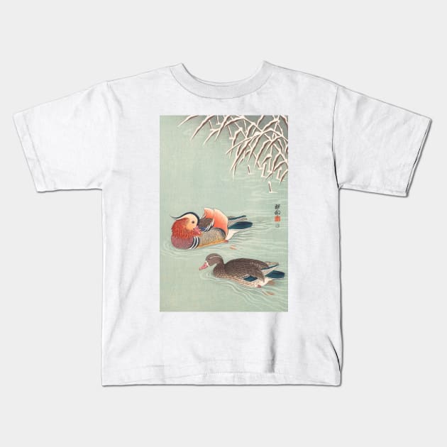 Mandarin Duck by Ohara Koson Kids T-Shirt by topower